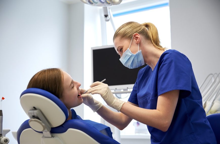 woman having her dental check up